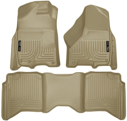 Husky Liners Weatherbeater - Alfombrillas para Piso | Se Adapta a Ram 1500 2009-2024 (Solo Cuerpo clásico 19-24) Crew Cab; Ram 2500/3500 2010 con transmisión automática | Fila Delantera y 2da, 3