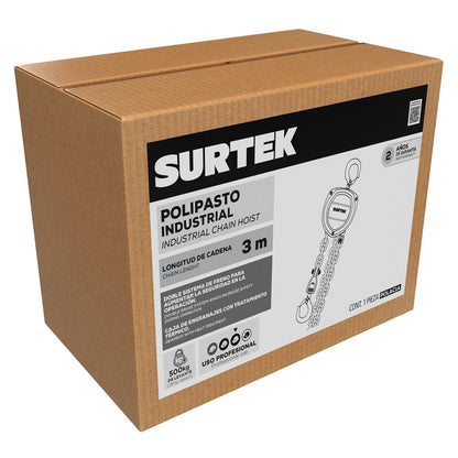 Surtek POLAC1A Polipasto manual 1 ramal 0.5 ton, cadena 3 m
