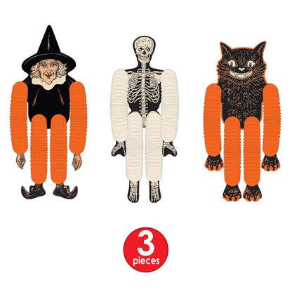 Beistle 00430 Vintage Halloween Tissue Dancers, Multicolor, 14", 3 Pieces