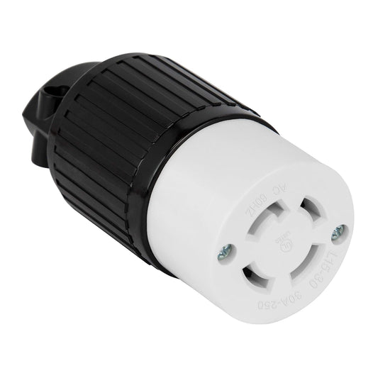 ENERLITES Conector de Cable de Bloqueo NEMA L15-30R 66802-BK | Negro, 30A, 250V, 3 fases, 3P, 4W, grado industrial, conexión a tierra, 1 paquete