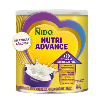 NIDO Nutri Advance Alimento Para Niños Sabor Vainilla Lata de 800 g
