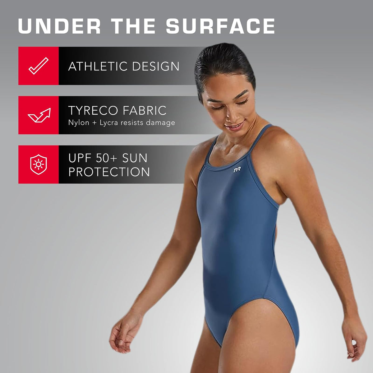 TYR Sport Diamondback, Traje de Baño, de una pieza para mujer, color liso