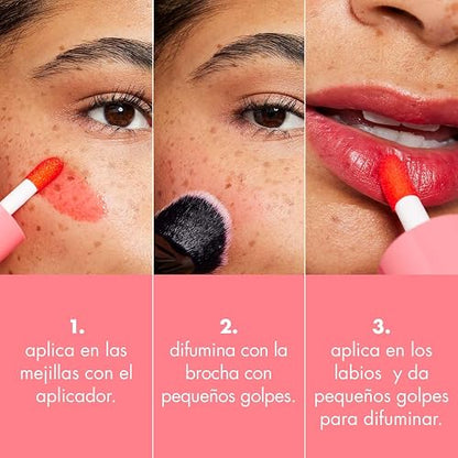 e.l.f. Cosmetics Sheer For It Rubor Líquido Traslúcido Rojo Clásico | Left On Red, Con Acabado Natural y Luminoso, Fórmula Ligera de Larga Duración, Vegano y Libre de Crueldad Animal