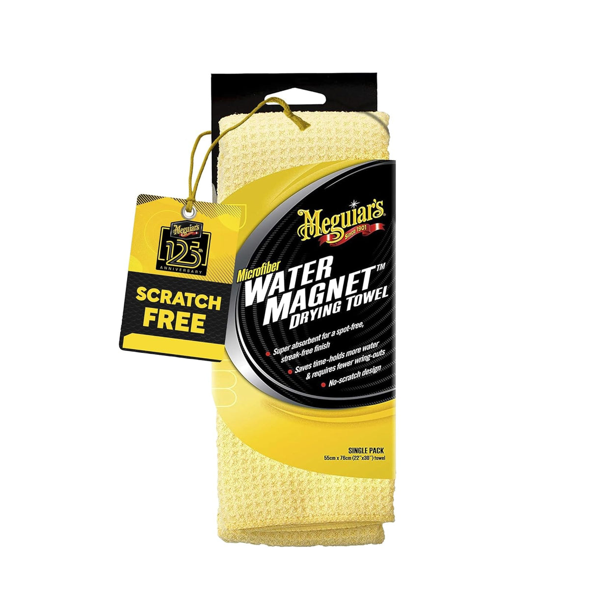 Meguiar's X2000 Toalla de Secado de Microfibra con Imán de Agua, Amarilla - 22" x 30" - Moderno