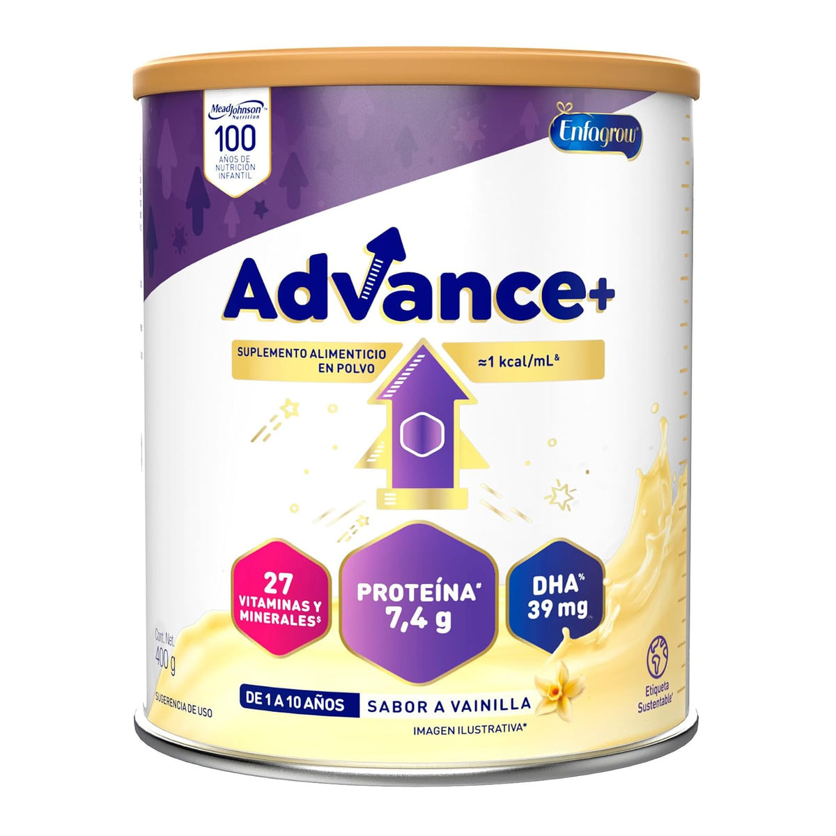 Enfagrow Advance+ Suplemento Alimenticio Para Niños de 1 a 10 años Con 7,4g de Proteina, Adicionado Con Vitaminas y Minerales 400 g