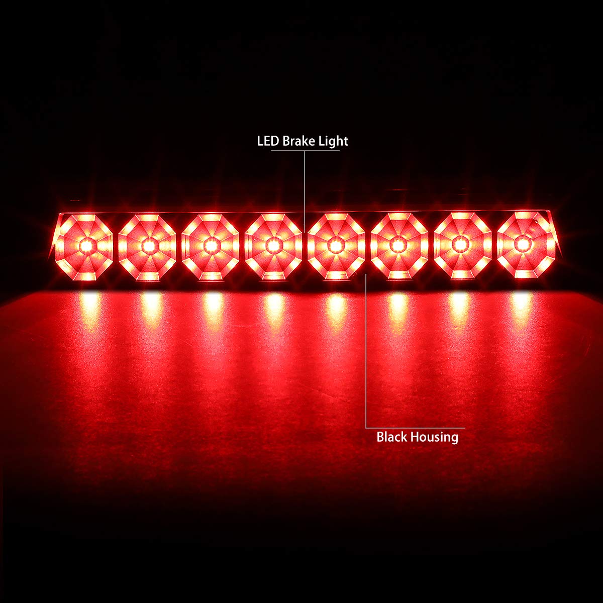 DNA MOTORING 3BL-FM87-LED-BK Luz Freno Trasera LED 3ª Luz Freno Trasera Central Negro