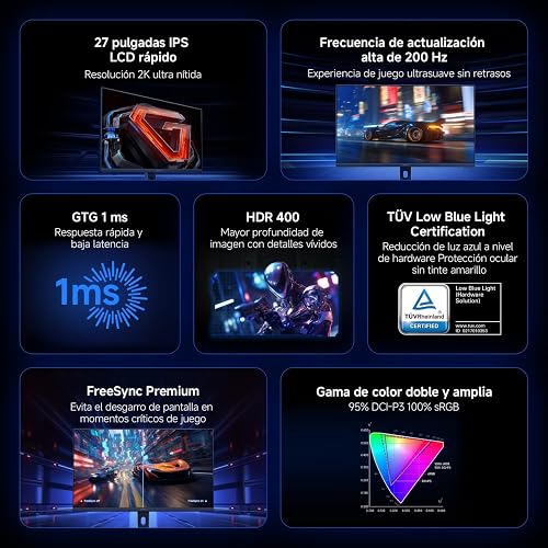 XIAOMI 2K Gaming Monitor G27Qi 2026 27 Pulgadas Panel IPS | QHD (2560 * 1440) 200Hz, 1ms GTG, AMD Freesync, Amplia Gama de Colores 100% sRGB, Certificación Low Blue Light, Soporte VESA