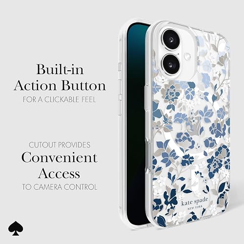 Kate Spade New York - Funda para iPhone 16, diseño de Flores Azules