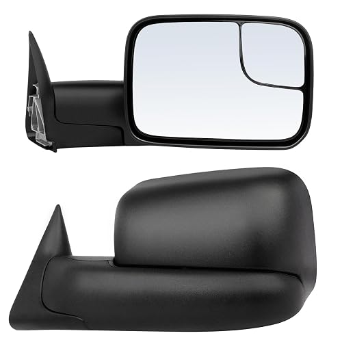ECCPP Juego de Espejos Retrovisores Laterales Ajustables Manuales Negro para Dodge Ram 1500 94-02