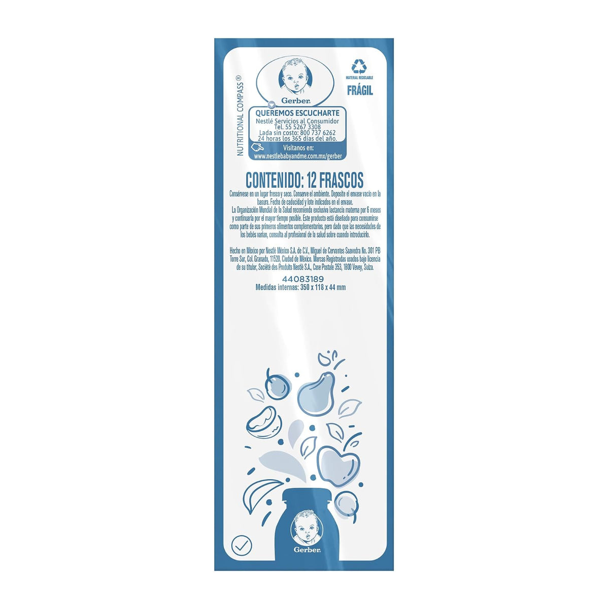 Gerber Jugo Etapa 2 Manzana Ciruela Paquete de 12 Piezas de 175 ml c/u
