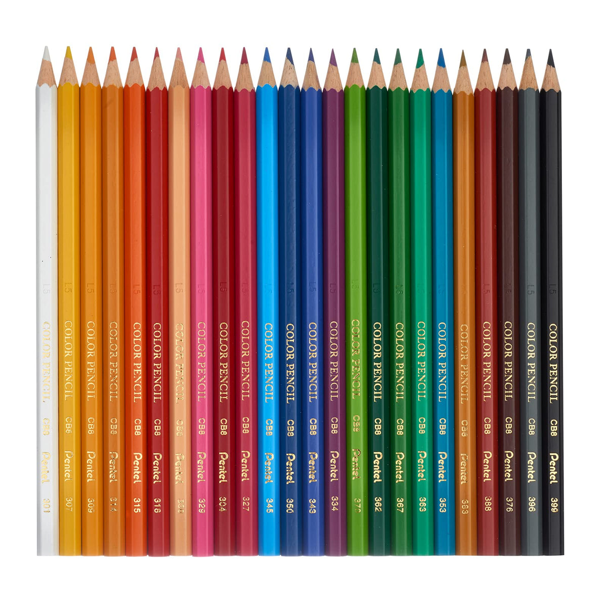 Pentel Arts Lápices de Colores Acuarelables, Mina Gruesa, Estuche con 24 Piezas, CB9-24-EST