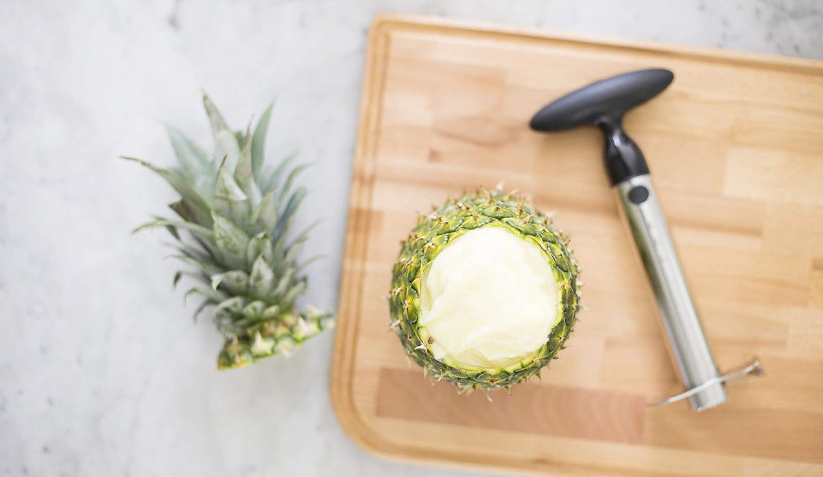 OXO Good Grips 3108300 Stainless Steel Ratcheting Pineapple Slicer, Plata/Negro