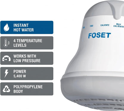 Foset REGEL-4G, Regadera eléctrica de 4 temperaturas 5-3/4" Gris