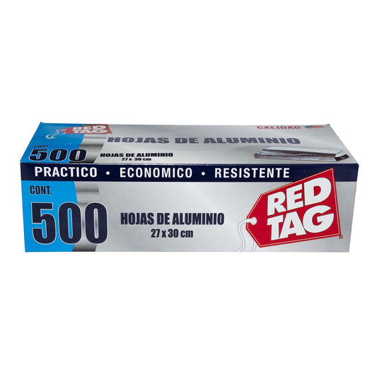 Red Tag hojas de papel aluminio precortadas 500 hojas de 27cm x 30cm