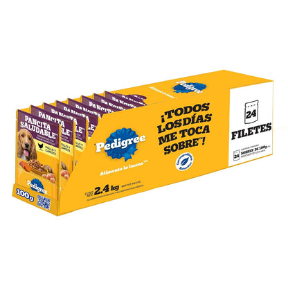 Pedigree Pancita Saludable Sobres para Perros Adultos Sabor Pollo y Camote 24 Sobres 100g c/u