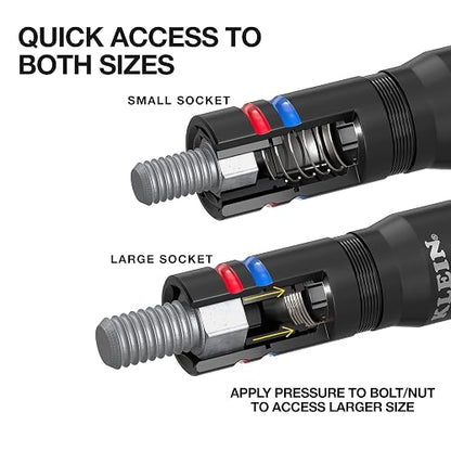 Klein Tools 653QS KNECT - Enchufe cuádruple, 12 tamaños en 3 enchufes, 4 en 1 con código de color SAE con clasificación de impacto, resistente, unidad de 1/4 y 3/8 pulgadas, eje de 3-1/2 y 6-1/2