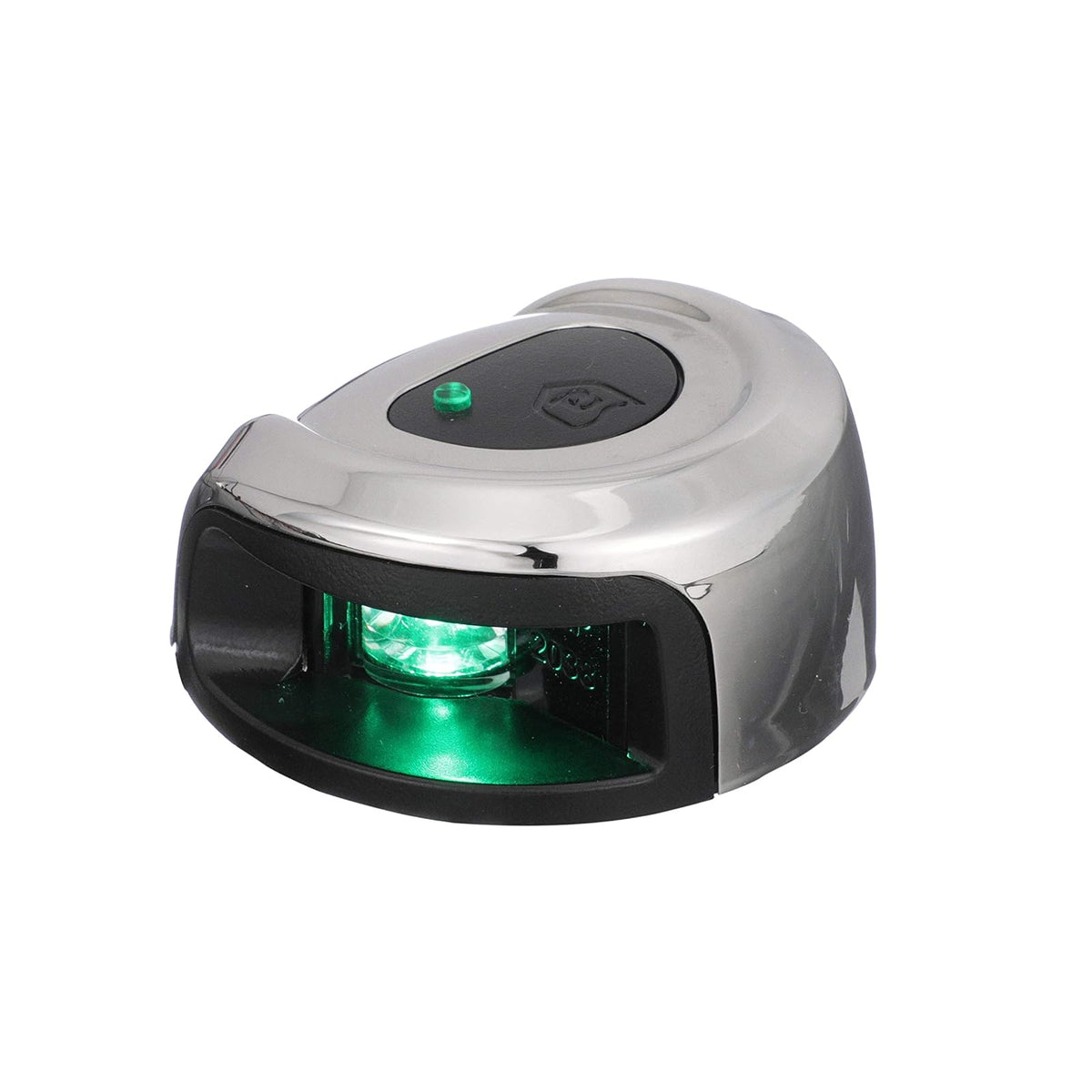 attwood NV2012SSG-7 LightArmor - Luz Lateral de Montaje en Cubierta de navegación de 2 Millas, iluminación LED Verde, Carcasa Redonda de Acero Inoxidable