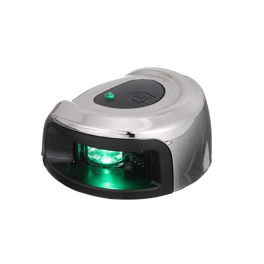 attwood NV2012SSG-7 LightArmor - Luz Lateral de Montaje en Cubierta de navegación de 2 Millas, iluminación LED Verde, Carcasa Redonda de Acero Inoxidable
