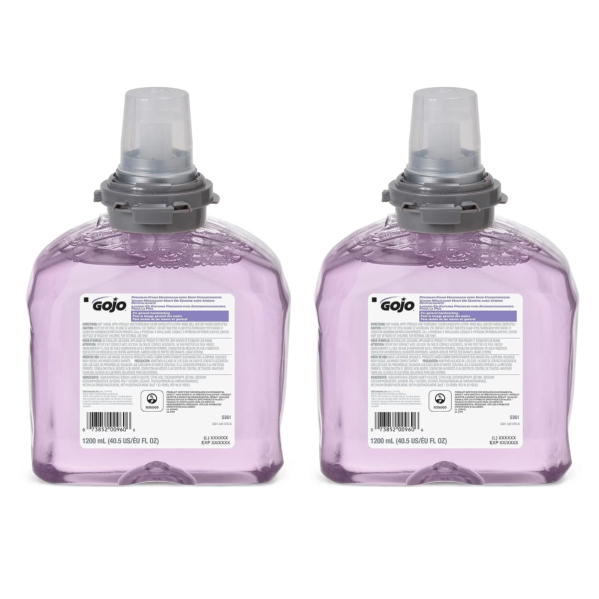 GOJO 536102 TFX Luxury Foam Hand Wash, Fresh Scent, Dispenser, 1200mL, 2/Carton