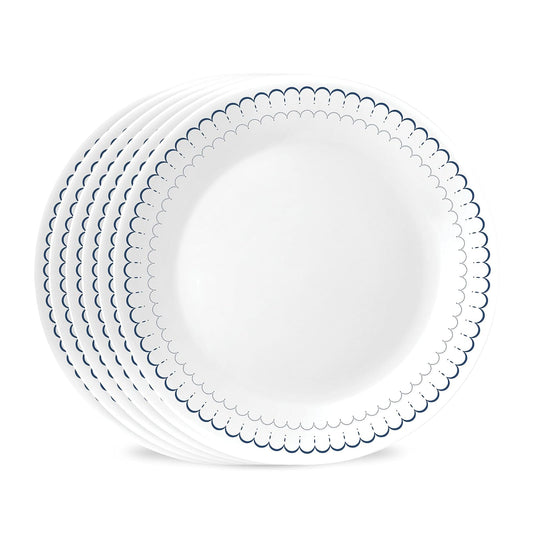 Corelle 6-Piece 10.25" Dinner Round Plates, Vitrelle Triple Layer Glass, Lightweight Round Plates, Large Round Plates, Chip and Scratch Resistant, Microwave and Dishwasher Safe, Caspian