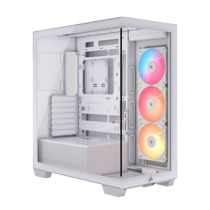 Corsair 3500X RS-R ARGB Caja de PC Semitorre – 3 Ventiladores RS120-R ARGB Preinstalados, Puede Incluir hasta 10 Ventiladores de 120mm, Compatible con Placa Base de Conexión Inversa – Blanco