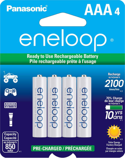 Panasonic Cargador Eneloop BQ-CC17 con 4 Pilas AA Recargables - Baterías