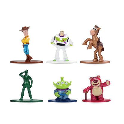 Jada Toy Story Nano Metalfigs - Paquete de 6 Mini Cifras fundidas a Troquel, Escala de 1.65 Pulgadas - Woody, Buzz, Bullseye, Hombre del ejército, Alien, Lotso Toys