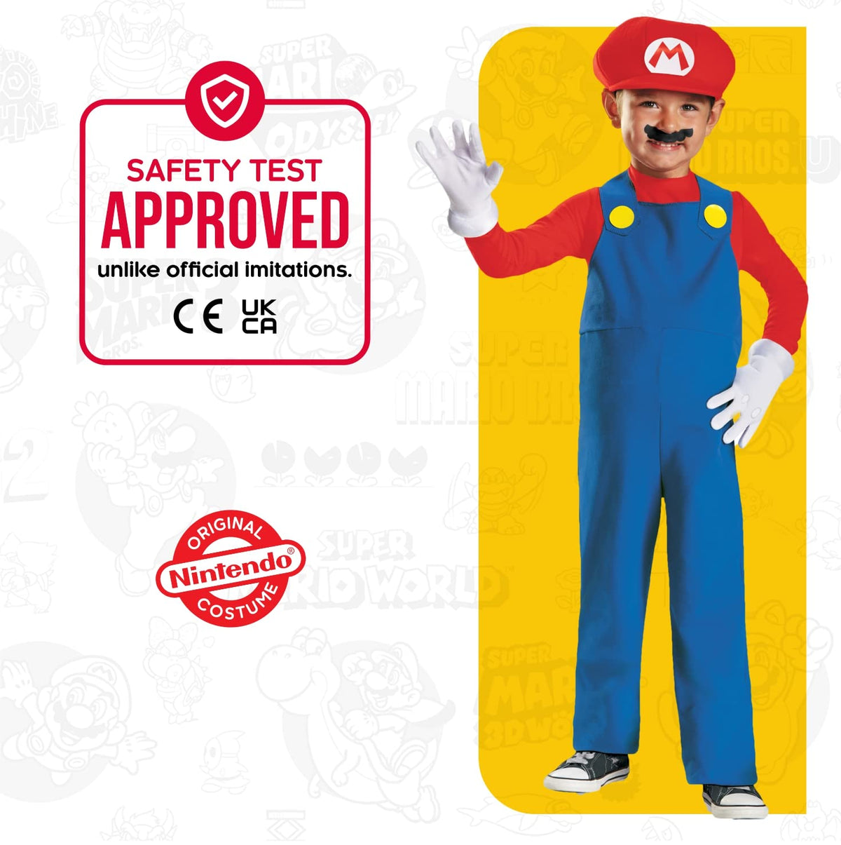 Disguise - Disfraz de Mario para niños pequeños de Super Mario Brothers de Nintendo, talla media/3T-4T