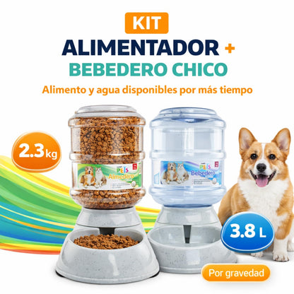 Fancy Pets Kit Alimentador y Bebedero Automático para Perro por Gravedad 2.3 kg Croquetas + 3.8 L Agua Comedero y Dispensador Antiderrapante