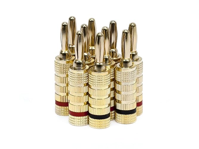 Monoprice 24k Gold Plated Speaker Banana Plugs, Closed Screw Type (10 Pairs)