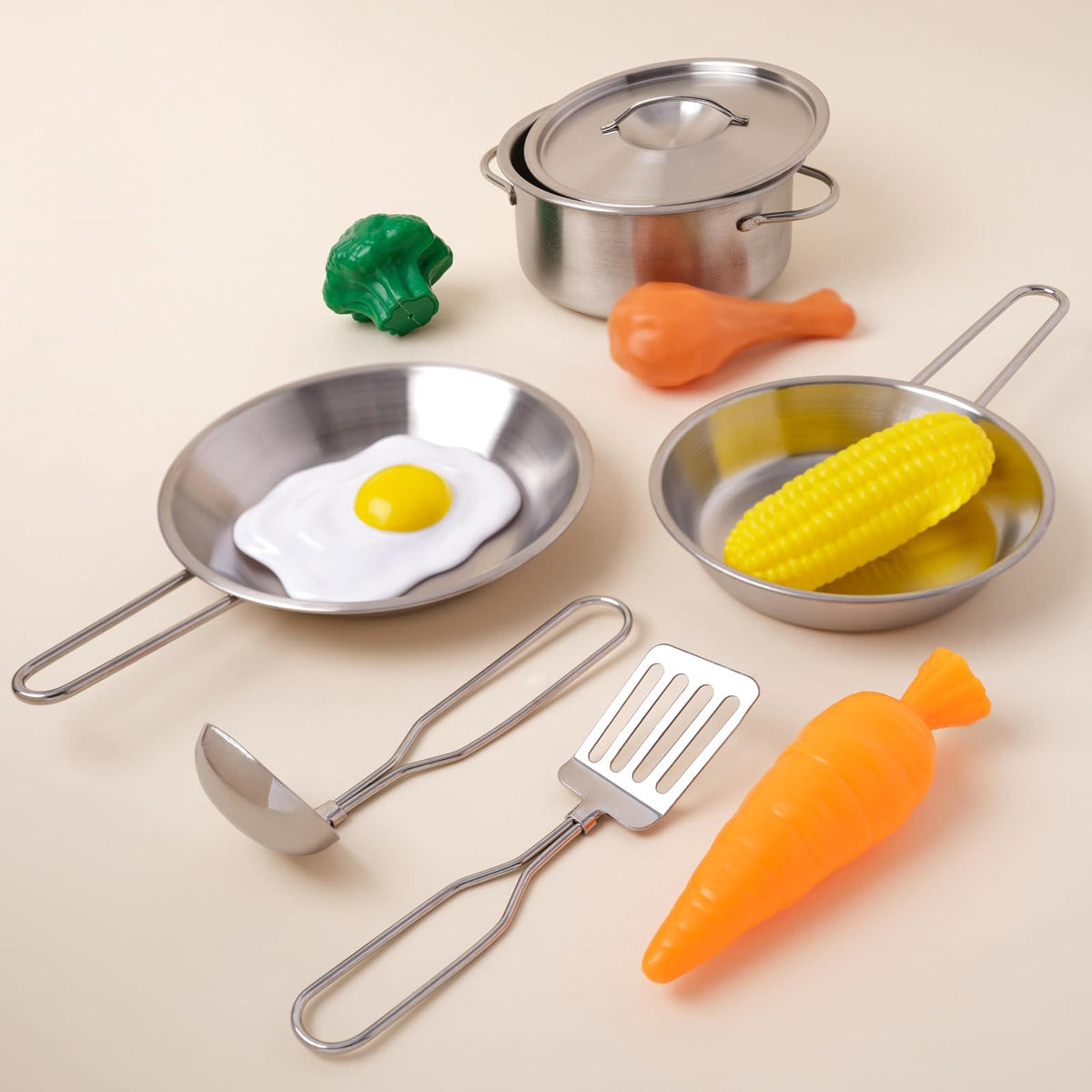 KidKraft 63186 Juego Infantil de Utensilios de Cocina Deluxe, Juego de imitación para niños con Comida de Juguete de Aspecto Realista