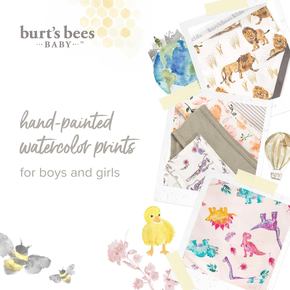 Burt's Bees Baby Girls Set of 5 Guitars & Floral Underwear - Multi - 8 Years