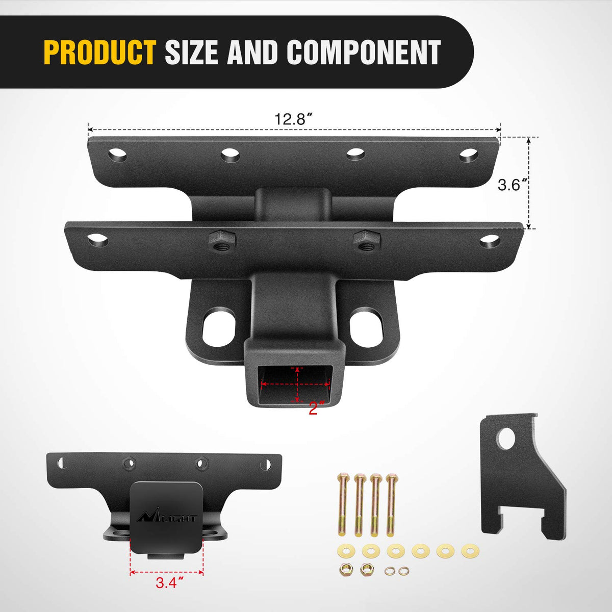 Nilight Kit Receptor de Enganche de Remolque JL-64A, 5 cm, para Jeep Wrangler JL 2018-2024