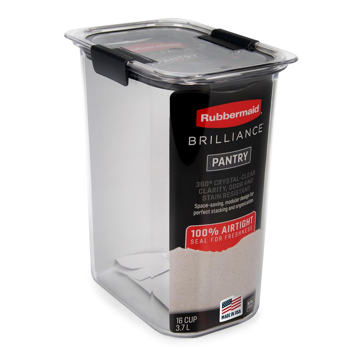 Rubbermaid Contenedor hermético para almacenamiento de alimentos, Harina (16 tazas), Flour (16 Cup), Open Stock, 1, 1