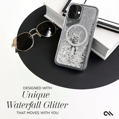 Case-Mate - Funda para iPhone 16 Plus [Compatible con MagSafe] - Funda para teléfono con Purpurina líquida Brillante con protección contra caídas de 12 pies, Cubierta magnética Premium para iPhone 16
