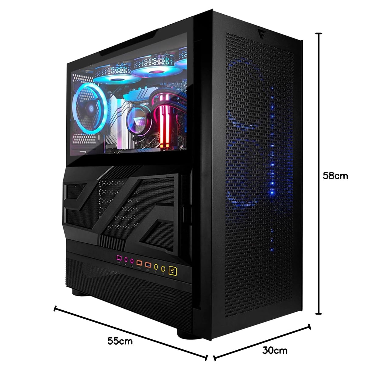 GAME FACTOR Gabinete Gamer ATX Csg800 Full Tower con Vidrio Templado hasta 10 Ventiladores USB 3.0 Panel Magnético Filtros Antipolvo