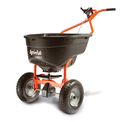 Agri-Fab 45-0614 122 Libras. Esparcidor de transmisión Push Lawn & Garden para Semillas, Fertilizantes, Sal, derretimiento de Hielo; Caminar detrás con Palanca de Control de Flujo fácil de Usar