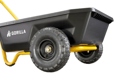 Gorilla Carts GCR-4 - Carro de volquete, Carro de jardín de 2 Ruedas con Mango Plegable, 4 pies cúbicos, 300 Libras Capacity, Negro/Amarillo