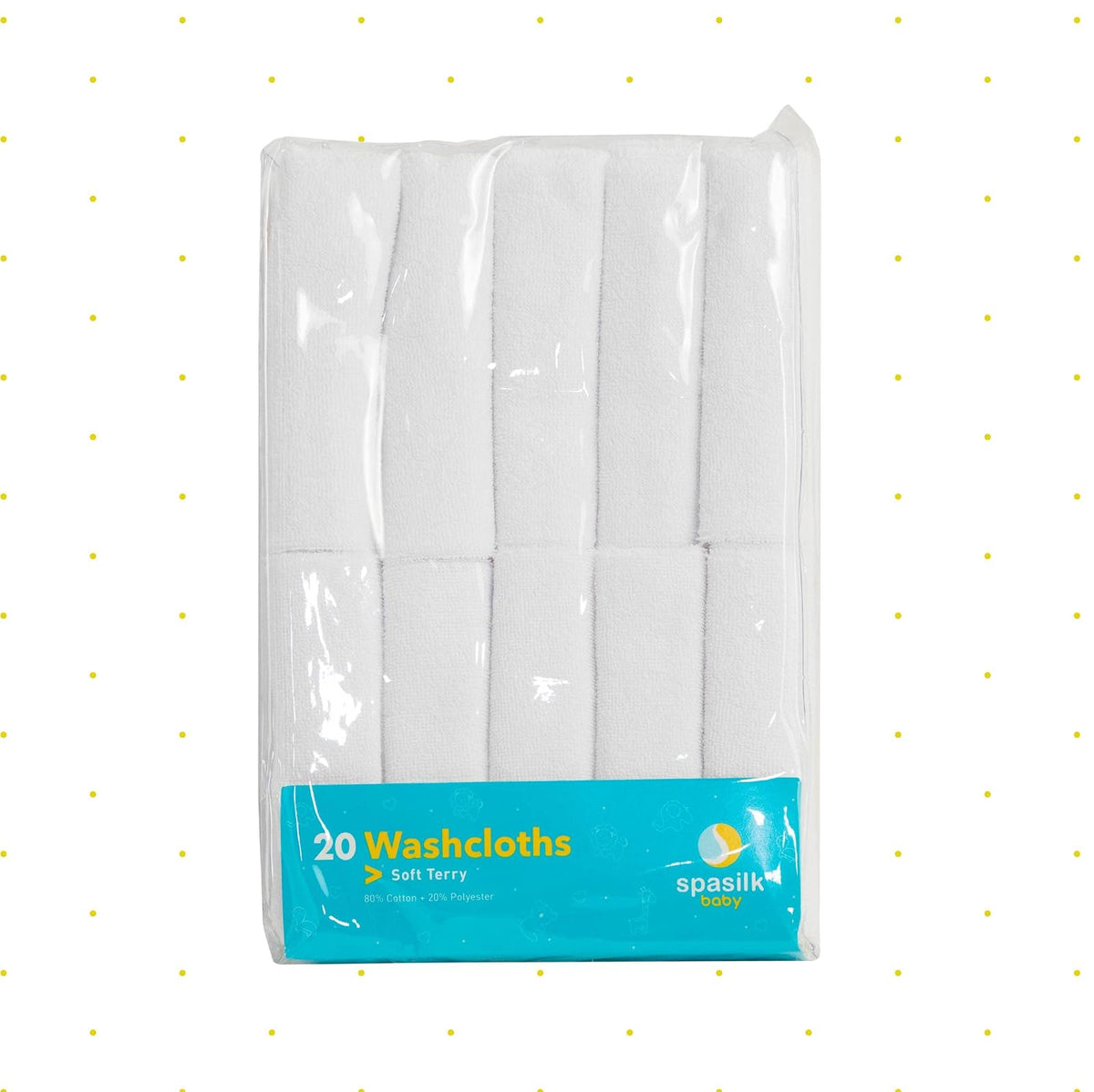 Spasilk - Juego de Toallas para niños y niñas recién Nacidos, Juego de Toallas de Rizo Suave, Paquete de 20, Color Blanco