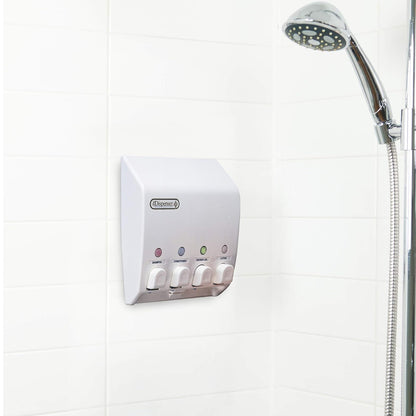 Better Living Products Classic Shower Dispenser 4, Shampoo and Soap Dispenser, 4 x 14.5 fl. oz. White, 9.5" x 3" x 10.75"