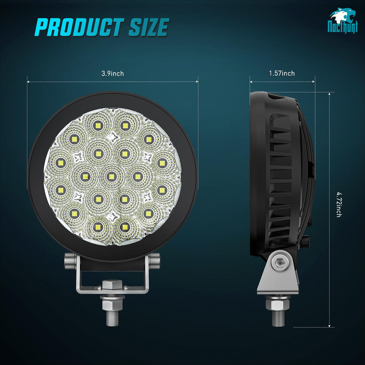 Nilight - 2 bombillas LED de 19 LED superdelgadas de 4 pulgadas | Luces de zanja laterales de trabajo todoterreno redondas EMC integradas para tractores, camiones, motos, barcos, ATV