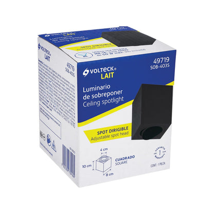 Volteck Lait SOB-403S, Luminario de sobreponer con spot dirigible, cuadrado, negro