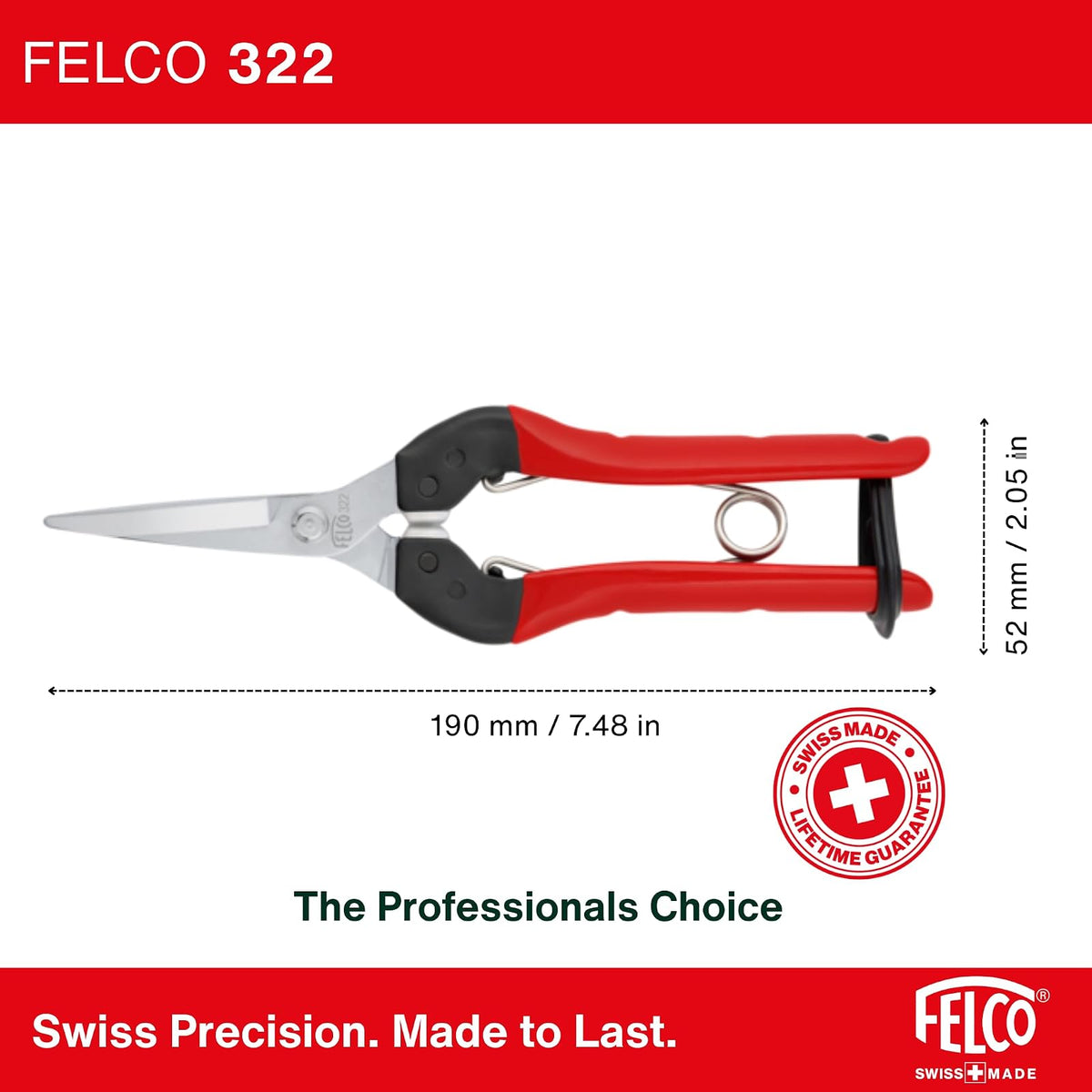 FELCO FELCO322 Modelo 322 Tijeras, Rojo