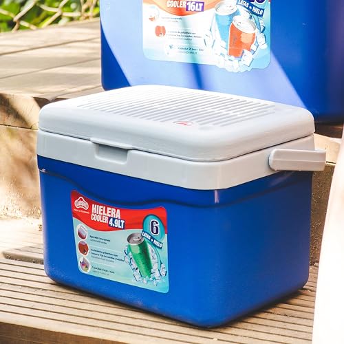Guateplast - Hielera portátil de 5 litros (5.2 QT) | Capacidad para 6 latas | Cooler | Enfriador Resistente y liviano | Hielo