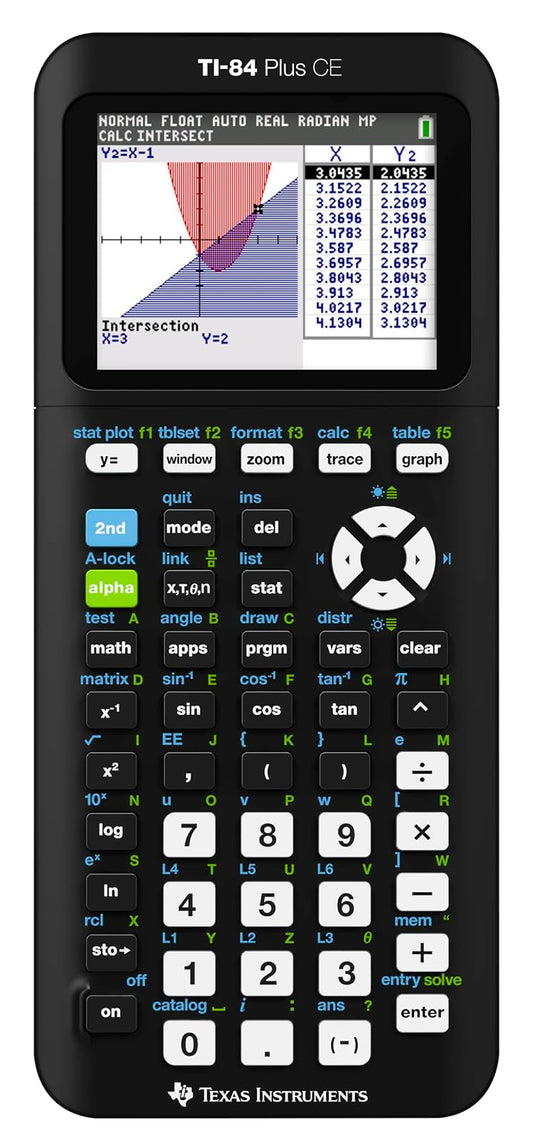 Texas Instruments - Calculadora Gráfica A Color Ti-84 Plus Ce, Negra, 7.5 Pulgadas
