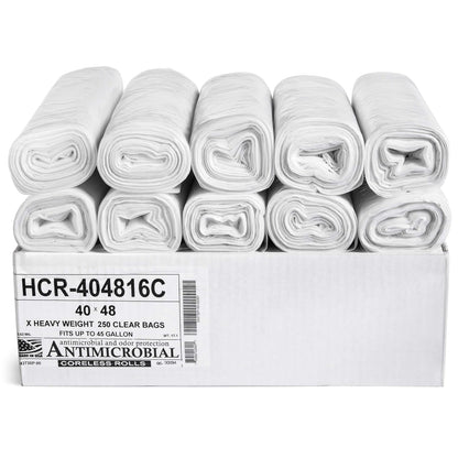 Aluf Plastics - Bolsas de basura transparentes de 45 galones - 250 unidades - Bolsas de basura de alta densidad equivalentes a 16 micrones - HCR-404816C