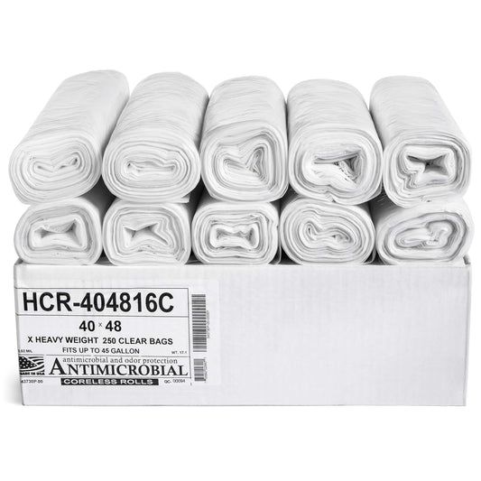 Aluf Plastics - Bolsas de basura transparentes de 45 galones - 250 unidades - Bolsas de basura de alta densidad equivalentes a 16 micrones - HCR-404816C
