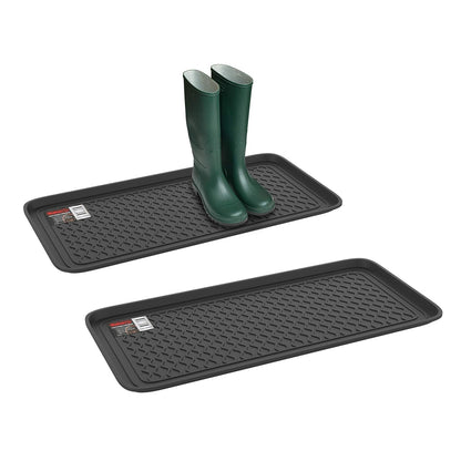 Stalwart - Bandeja para Botas para Todo Tipo de climas, Juego de 2 Alfombrillas Grandes de plástico Resistente al Agua, para Uso en Interiores y Exteriores en Todas Las Estaciones (Negro)