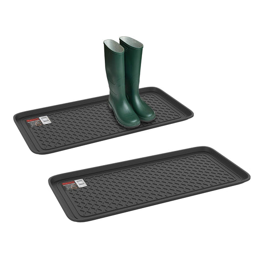 Stalwart - Bandeja para Botas para Todo Tipo de climas, Juego de 2 Alfombrillas Grandes de plástico Resistente al Agua, para Uso en Interiores y Exteriores en Todas Las Estaciones (Negro)