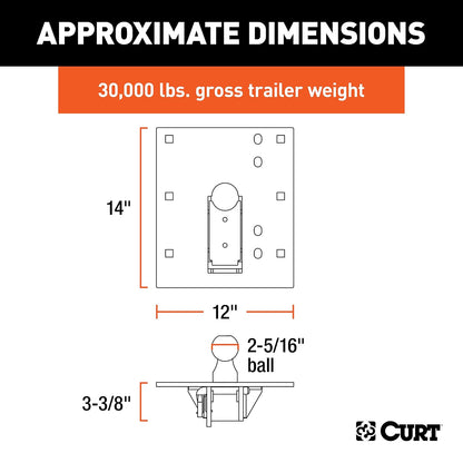 Curt Enganche de Cuello de Cisne Plegable 61052, 30000 LB, Bola 2-5/16 in, Negro